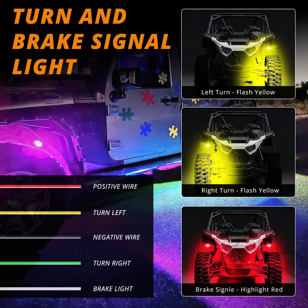 10 Pods APP Control Dream Color RGB + IC 240 LED Rock Lights Off-Road Truck UTV Underbody Underglow Trail Rig Light For Jeep