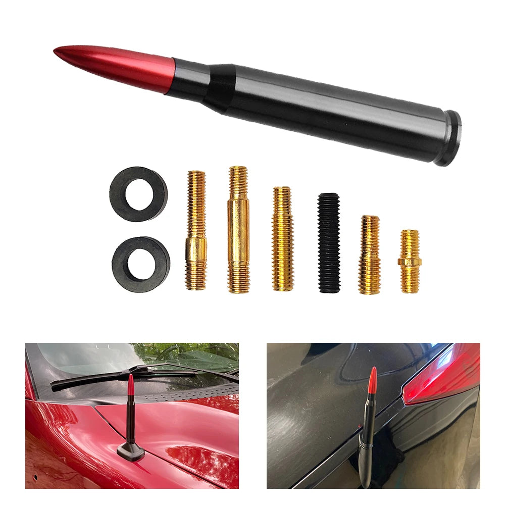 Universal Car SUV Bullet Antenna For Dodge Ram Ford F150 Raptor CRV RAV4 JEEP 50 Cal Caliber Bullet Ammo Short Aluminum Antenna