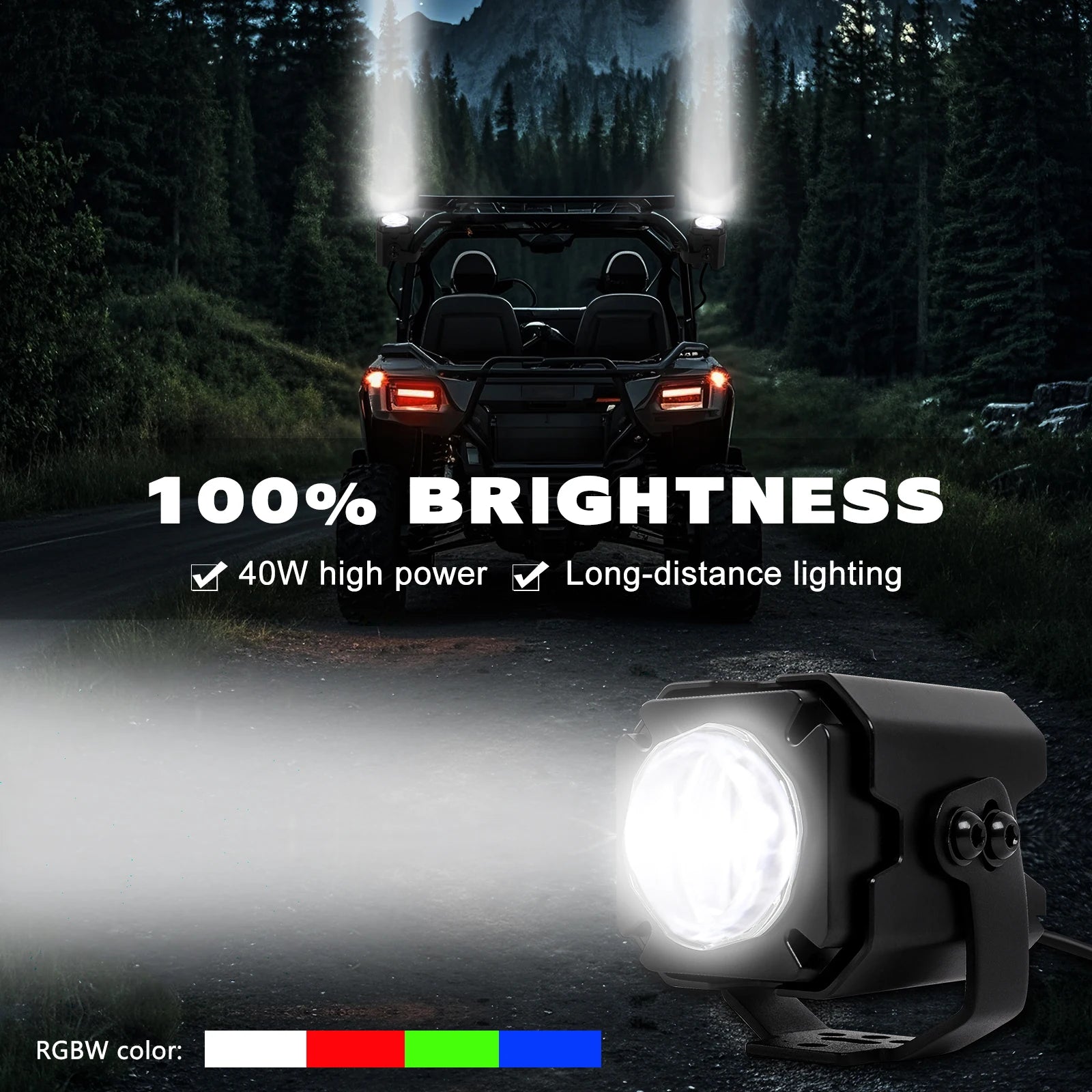 Set of 2 – 3-Inch Spot RGBW LED Whip Lights with Remote Control, Whipless Antenna Style, Compatible with Can-Am Maverick X3 Max UTVs