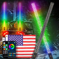 Pair of 3FT LED Whip Lights with Remote Control for UTV/ATV, Off-Road Trucks, Sand Rails, Dune Buggies, and RZR – Includes Flagpole Antenna Whips