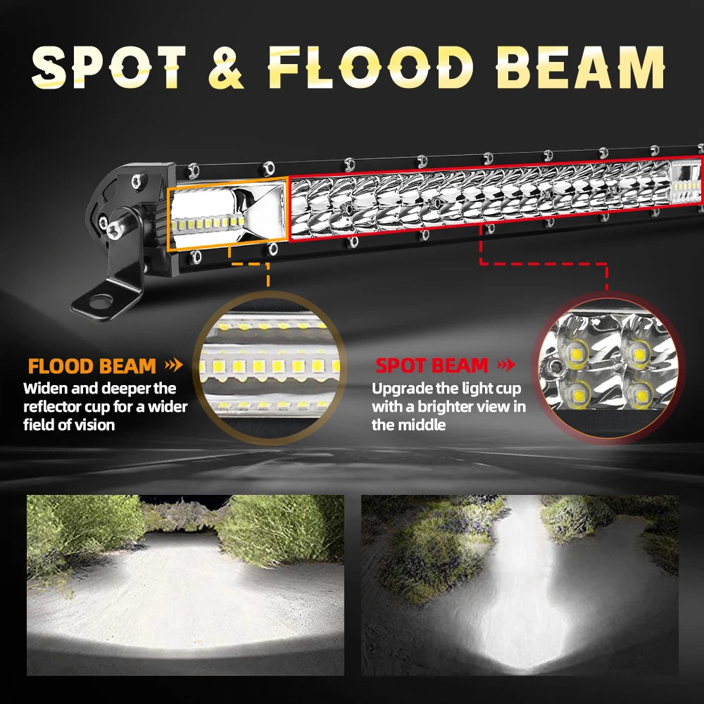 UNI-SHINE Led Bar Light Dual Led Work Light 7"14" 20" 26" 32" 38" 44"50" Combo Beam for SUV ATV Pick up Truck Car 4x4 Offroad LE