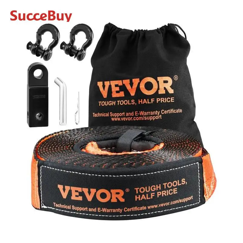 SucceBuy 3in x 30ft Off-Road Winch Recovery Kit with 30000Lbs Tow Strap 44092Lbs D-Ring Shackle&Receiver for ATV Jeeps Vehicles