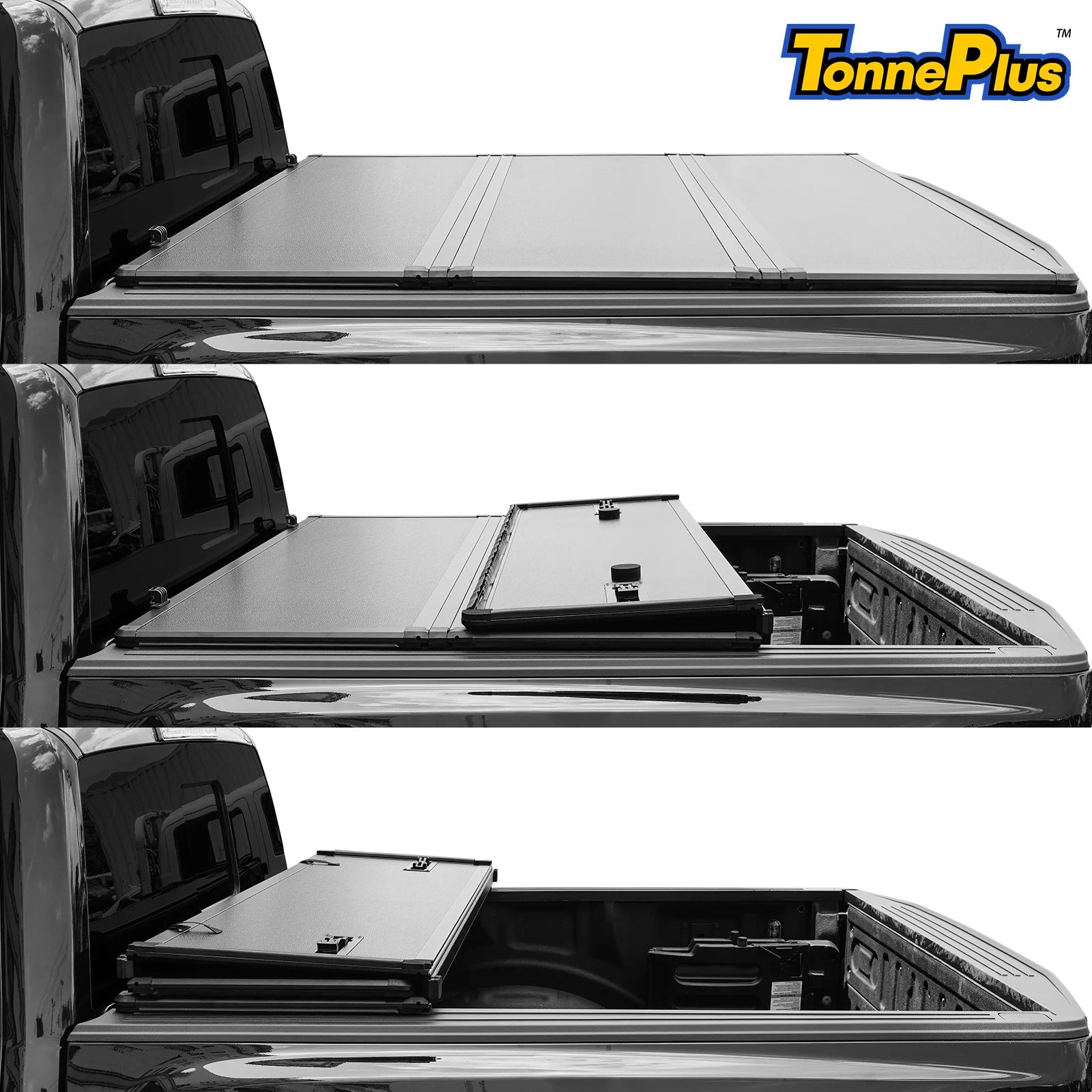 TonnePlus FRP Hard Tri-Fold Bed Tonneau Cover Truck Bed Covers for 2020-2024 Gladiator JT 5FT Bed ; Lightning 5' (60.3") Bed