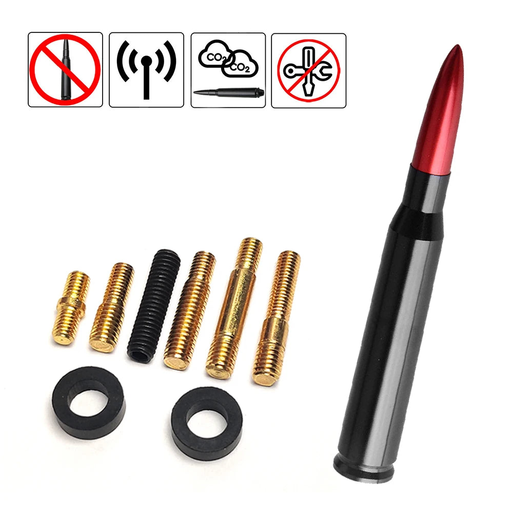 Universal Car SUV Bullet Antenna For Dodge Ram Ford F150 Raptor CRV RAV4 JEEP 50 Cal Caliber Bullet Ammo Short Aluminum Antenna