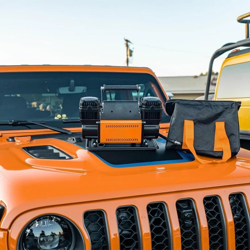 Air Compressor Kit, Dual Cylinder 12V Portable Inflator 12.35 Ft³/Min, Offroad Air Compressor Pump For Truck Tires