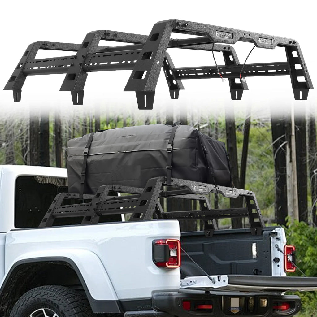 for Jeep Gladiator JT 2020-2024 Adjustable Bed Rack Truck Luggage Carrier Cargo Black Carriage Frame