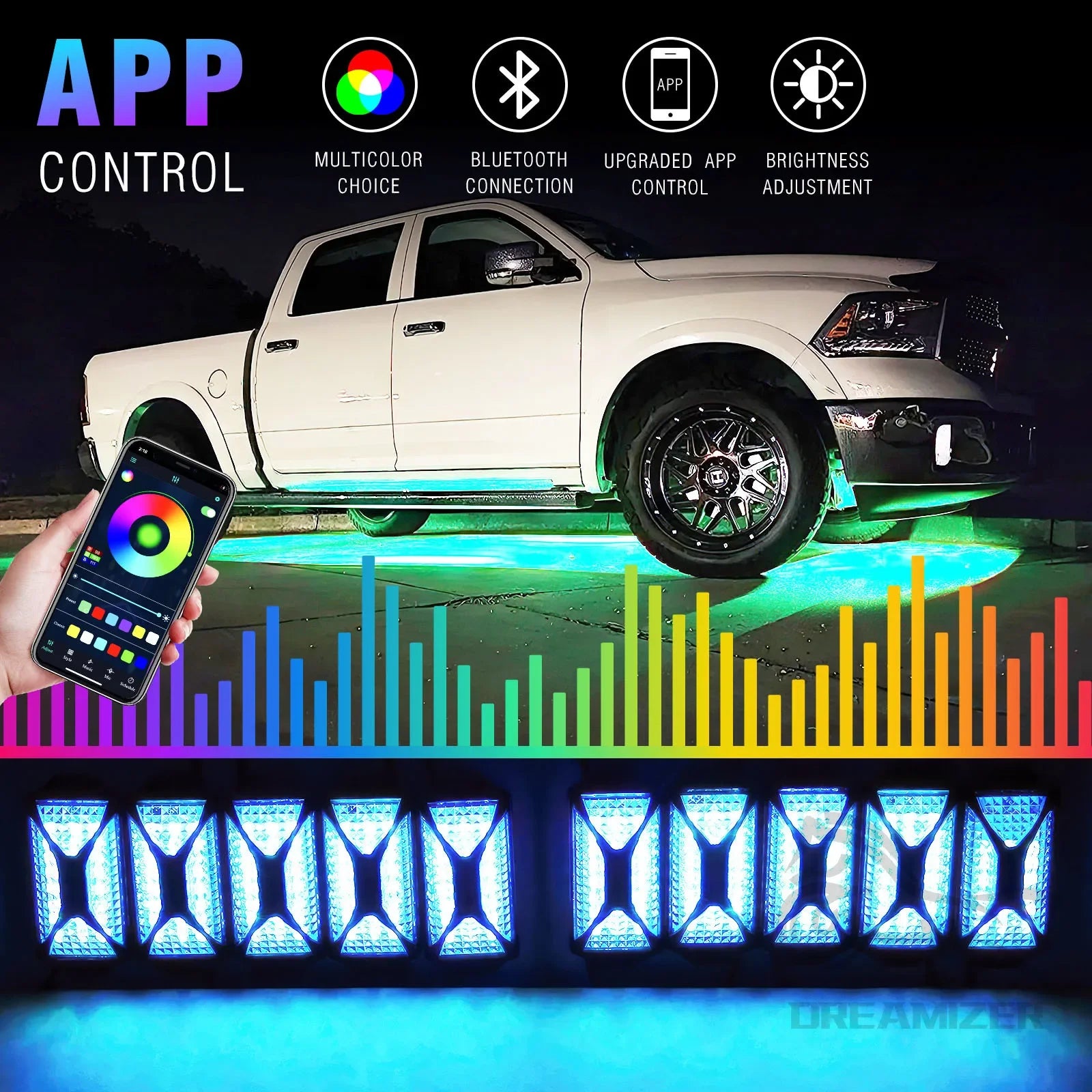 10 Pods 240 LED APP Control RGB Rock Lights For Jeep Off-Road Truck UTV Underbody Underglow Trail Rig Light Auto Decorative Lamp