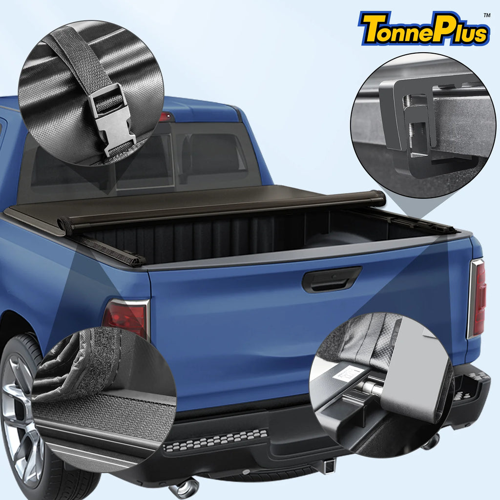 TonnePlus Soft Roll-Up Tonneau Cover Truck Bed Covers for 2020-2024 Jeep Gladiator JT 5FT Bed ; Lightning | 5' (60.3") Bed |