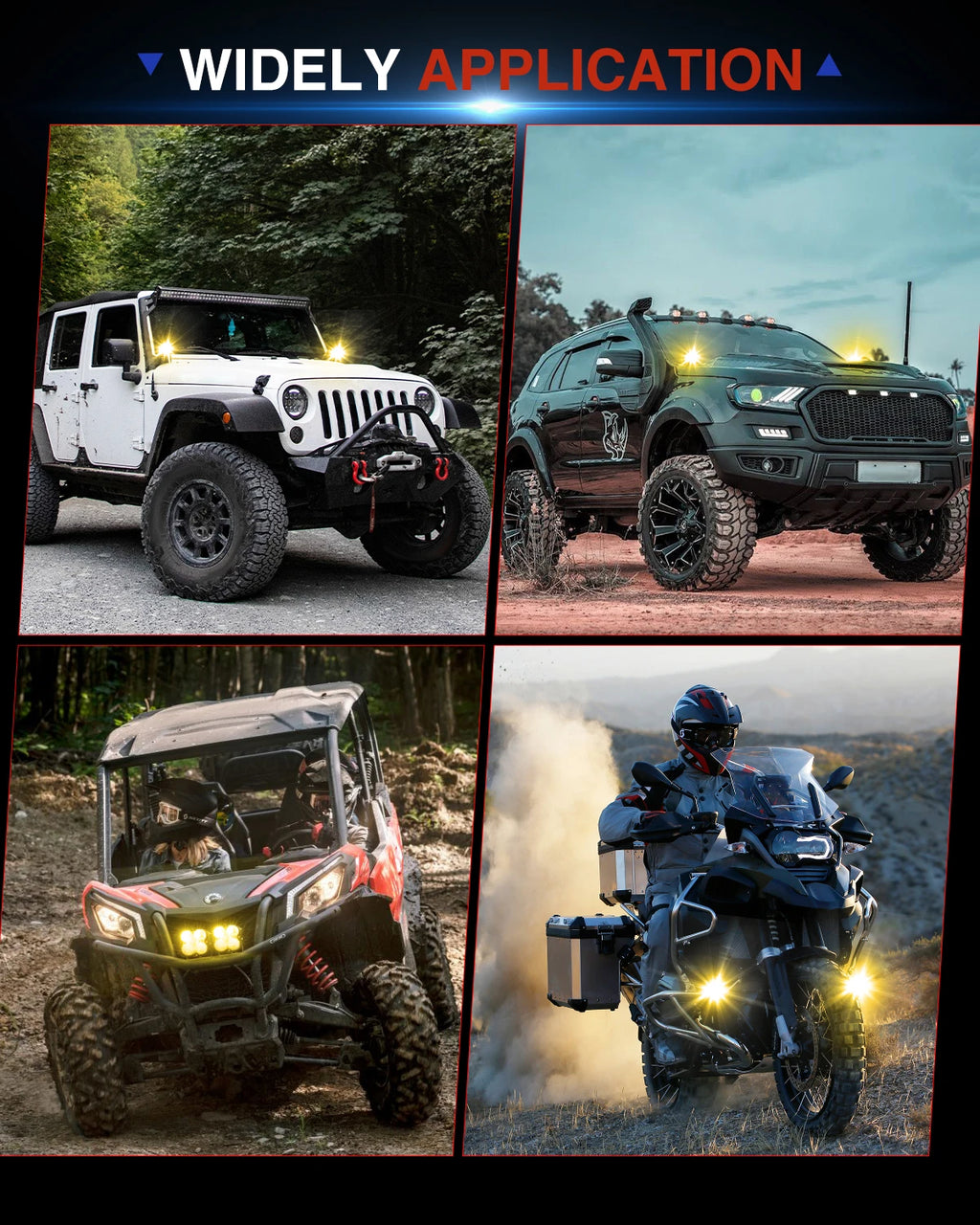 3 inch Yellow LED Fog Light Pods for Jeep Offroad Trucks