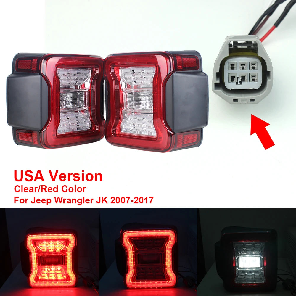 for Jeep Wrangler JK 2007-2018 LED Tail Light Taillight Assembly Rear Lamps Brake Reverse Light Daytime Running Lights