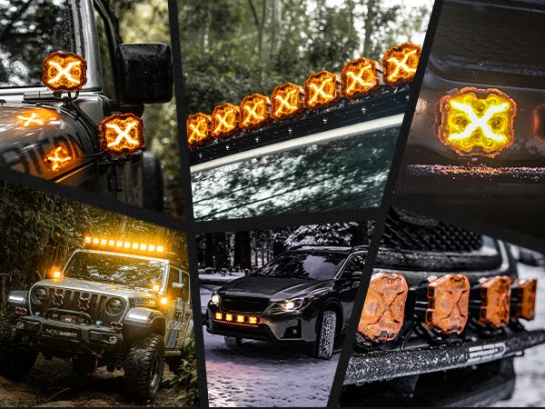 4 Inch LED Pods X Series Off Road Driving Light with Yellow DRL Pod Lights Drive Beam with Amber Cover Off-road Fog Lights