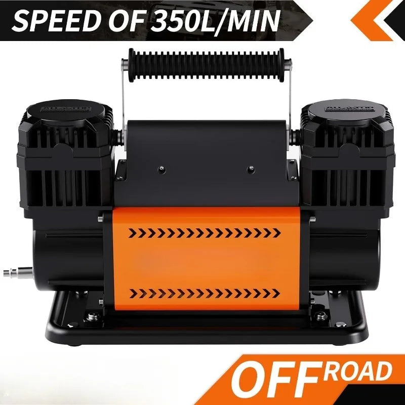 Air Compressor Kit, Dual Cylinder 12V Portable Inflator 12.35 Ft³/Min, Offroad Air Compressor Pump For Truck Tires