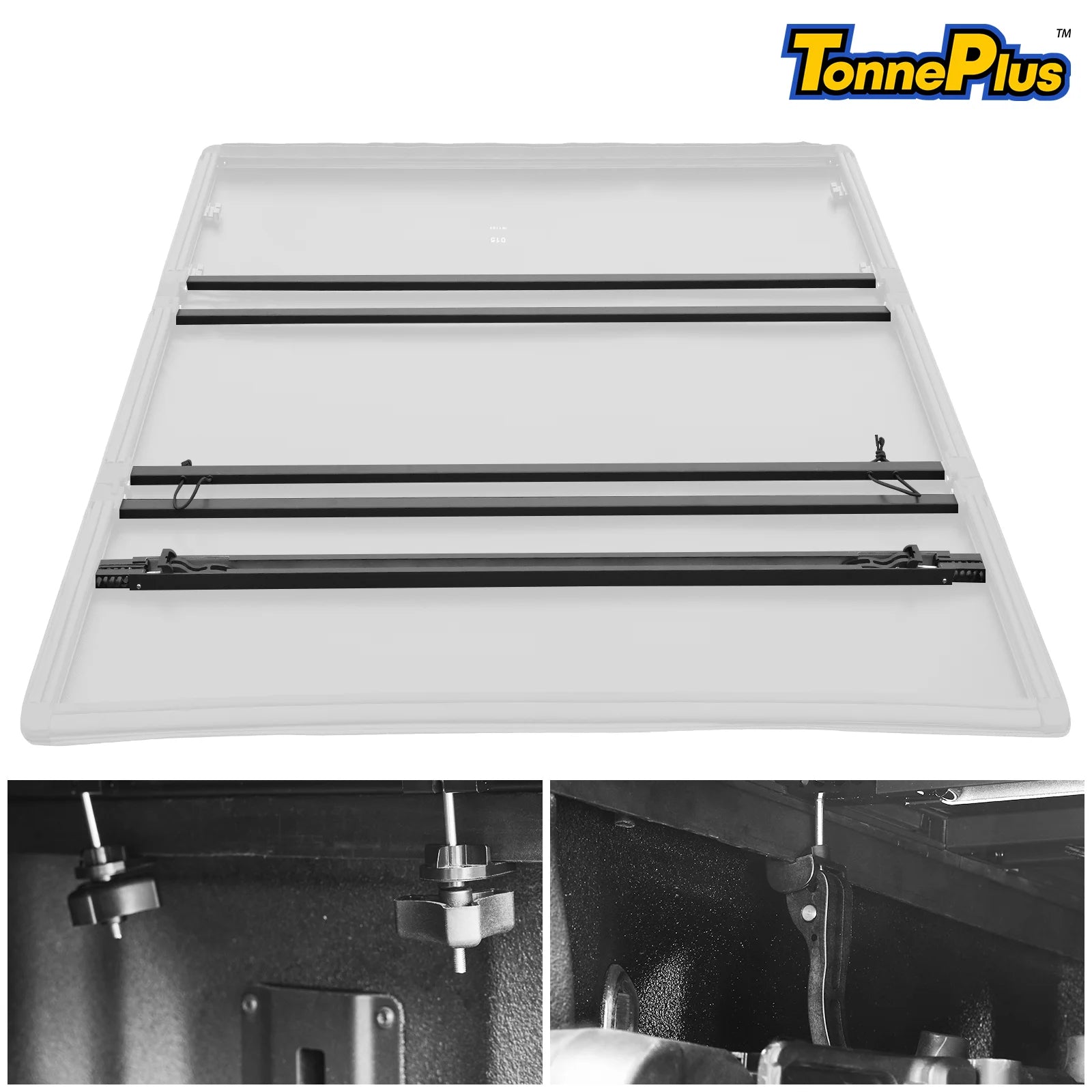 TonnePlus Soft Tri-Fold Tonneau Cover Truck Bed Covers for 2020-2024 Gladiator JT 5FT Bed w/ Lamp Lightning | 5' (60.3") Bed