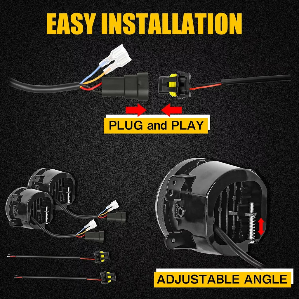 4 Inch LED Fog Lights With White Halo Ring DRL Amber Turn Signal Lamp For Jeep Wrangler JK TJ