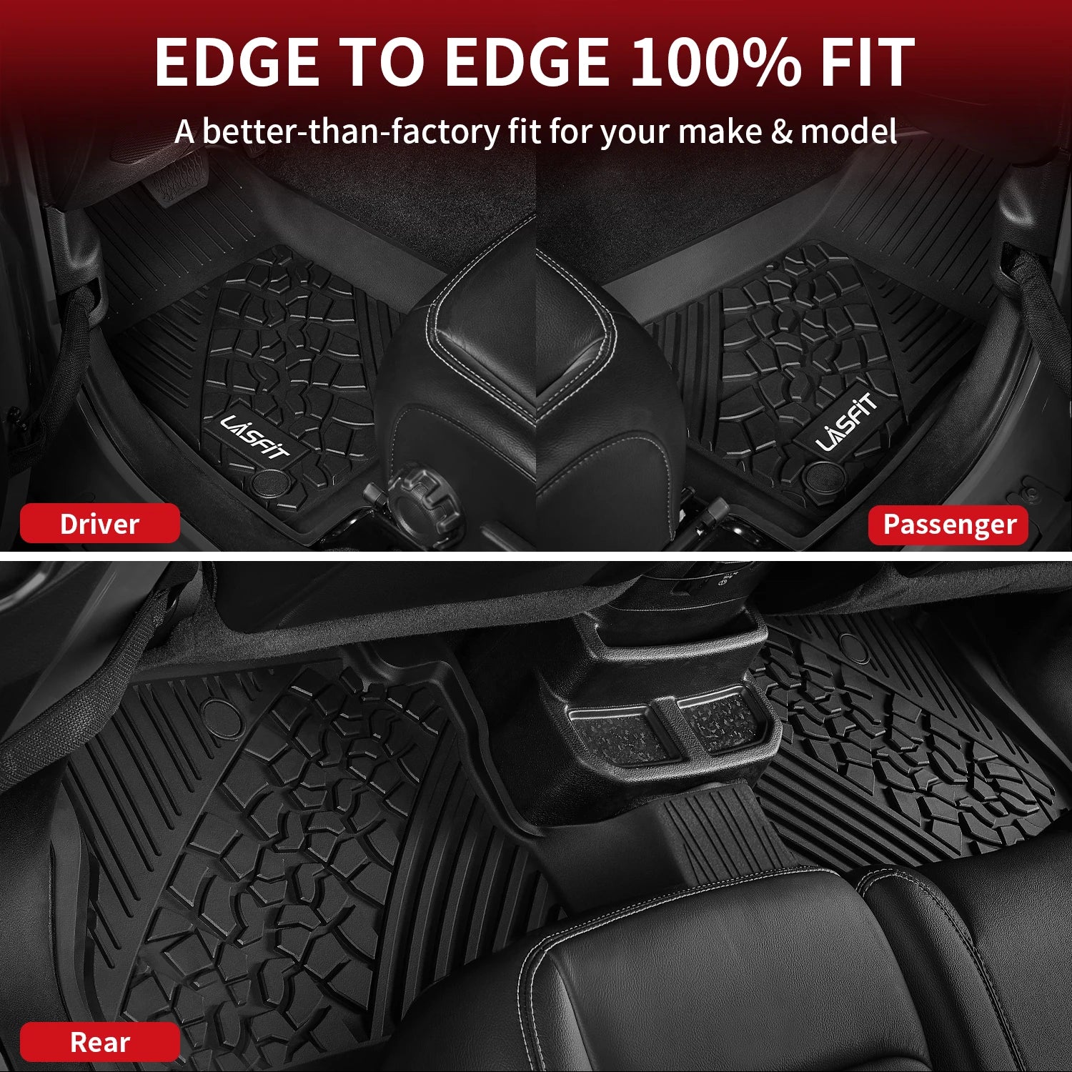 Floor Mats Fit for Jeep Gladiator 2020-2025 1st and 2nd Row TPE Material Black Custom Fit Floor Liner