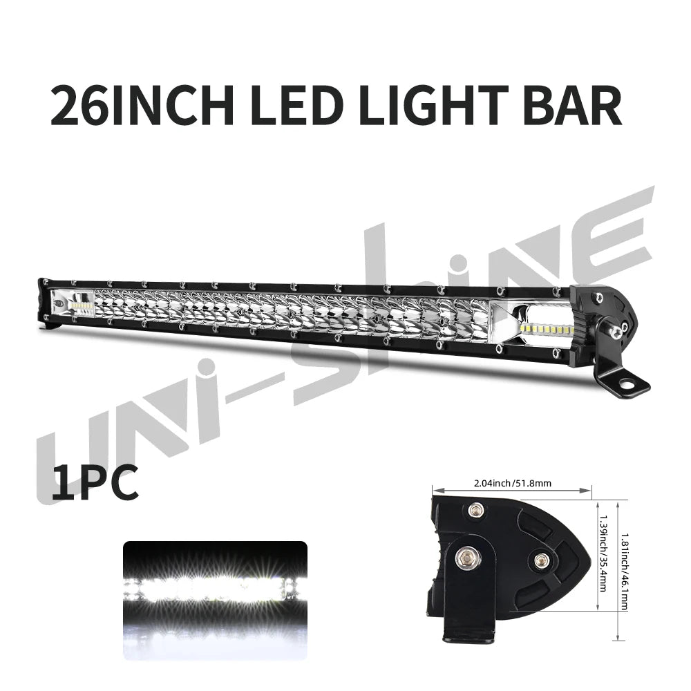 UNI-SHINE Led Bar Light Dual Led Work Light 7"14" 20" 26" 32" 38" 44"50" Combo Beam for SUV ATV Pick up Truck Car 4x4 Offroad LE