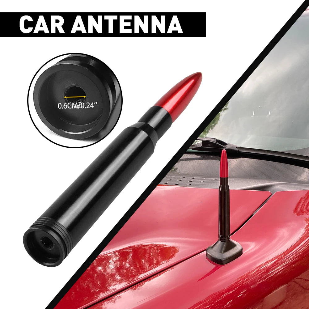 Universal Car SUV Bullet Antenna For Dodge Ram Ford F150 Raptor CRV RAV4 JEEP 50 Cal Caliber Bullet Ammo Short Aluminum Antenna