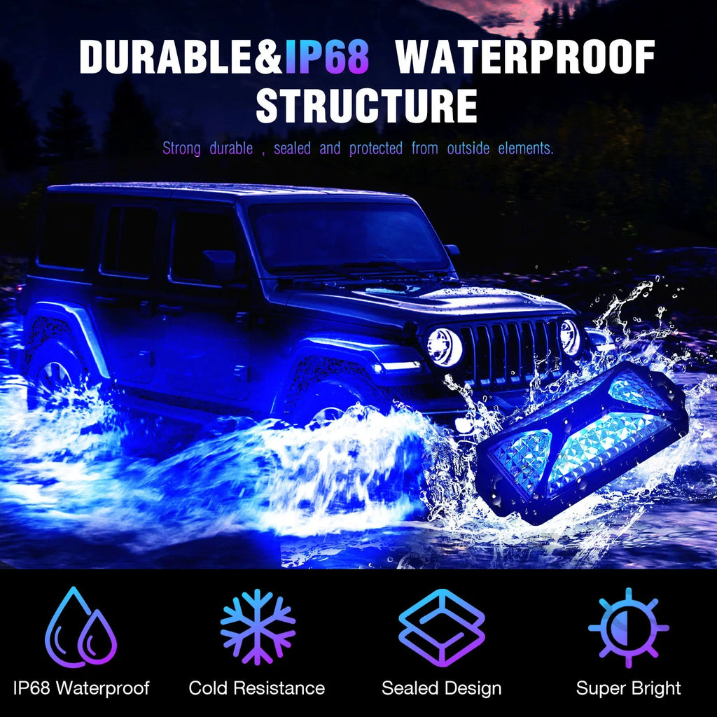 10 Pods 240 LED APP Control RGB Rock Lights For Jeep Off-Road Truck UTV Underbody Underglow Trail Rig Light Auto Decorative Lamp