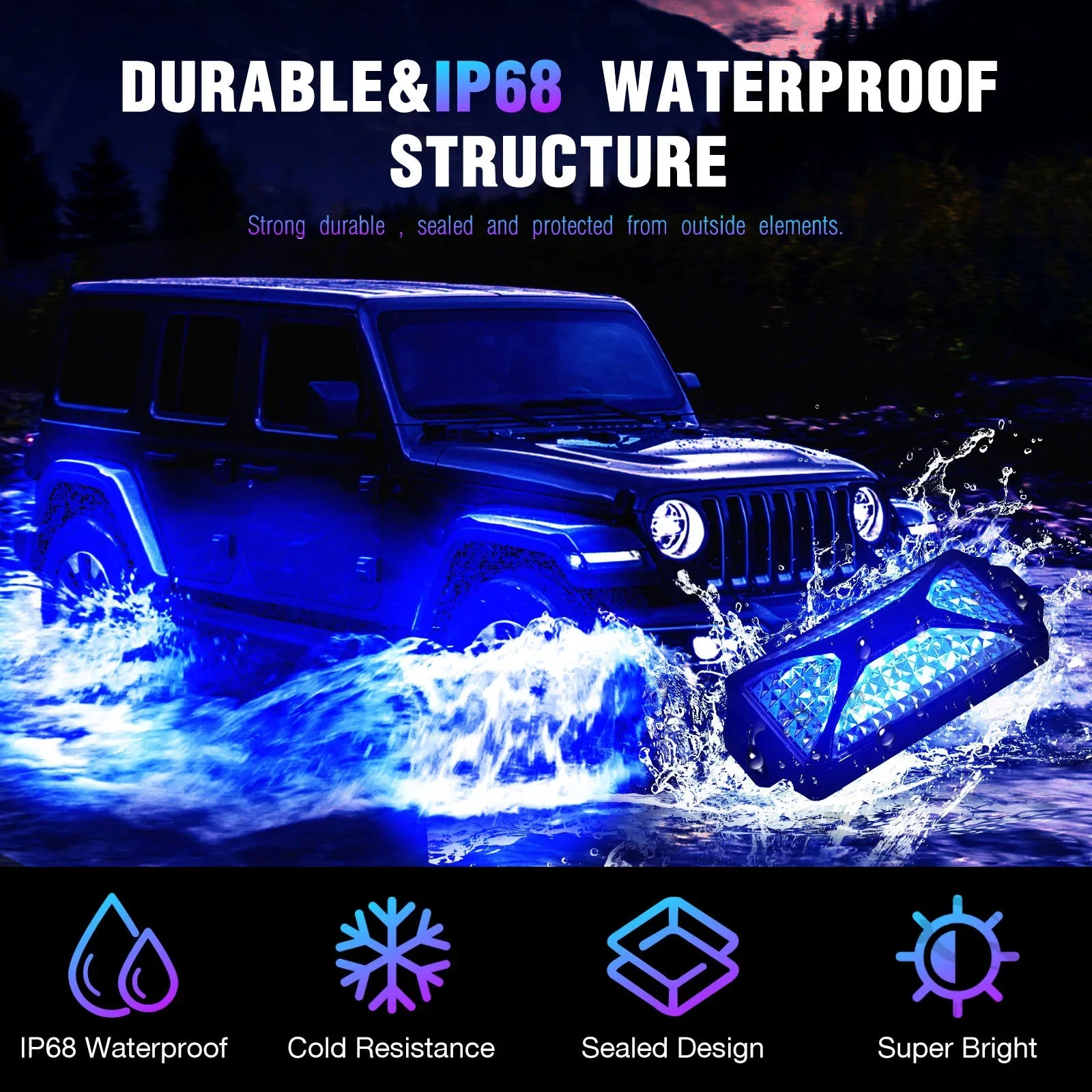 10 Pods 240 LED APP Control RGB Rock Lights For Jeep Off-Road Truck UTV Underbody Underglow Trail Rig Light Auto Decorative Lamp