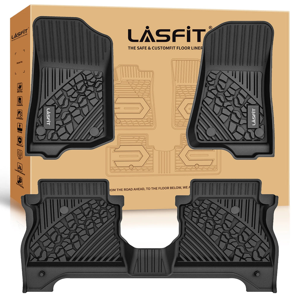 Floor Mats Fit for Jeep Gladiator 2020-2025 1st and 2nd Row TPE Material Black Custom Fit Floor Liner