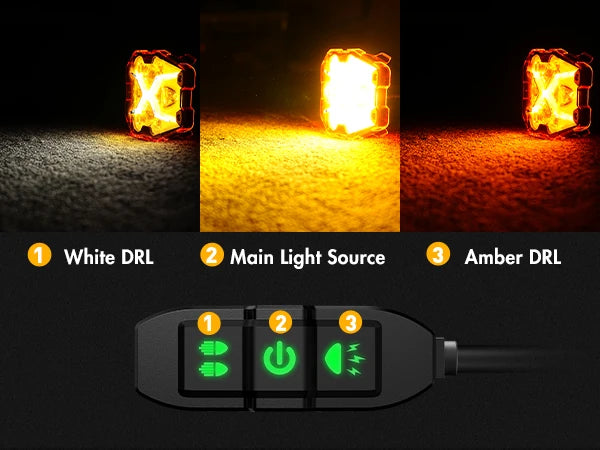 4 Inch LED Pods X Series Off Road Driving Light with Yellow DRL Pod Lights Drive Beam with Amber Cover Off-road Fog Lights