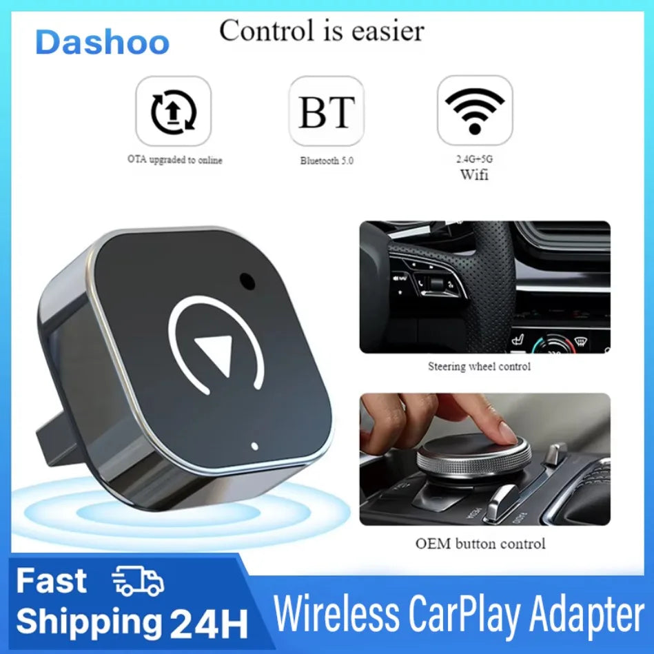 2 in 1 Car Wireless CarPlay Adapter & Android Auto Adapter Type-C/USB Fast Connection Wired to Wireless for iPhone/Android