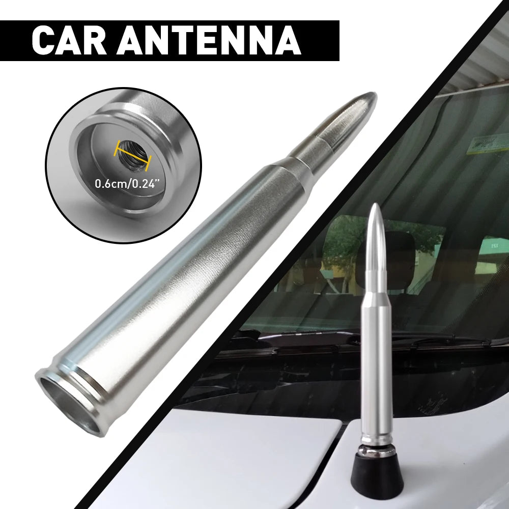 Universal Car SUV Bullet Antenna For Dodge Ram Ford F150 Raptor CRV RAV4 JEEP 50 Cal Caliber Bullet Ammo Short Aluminum Antenna