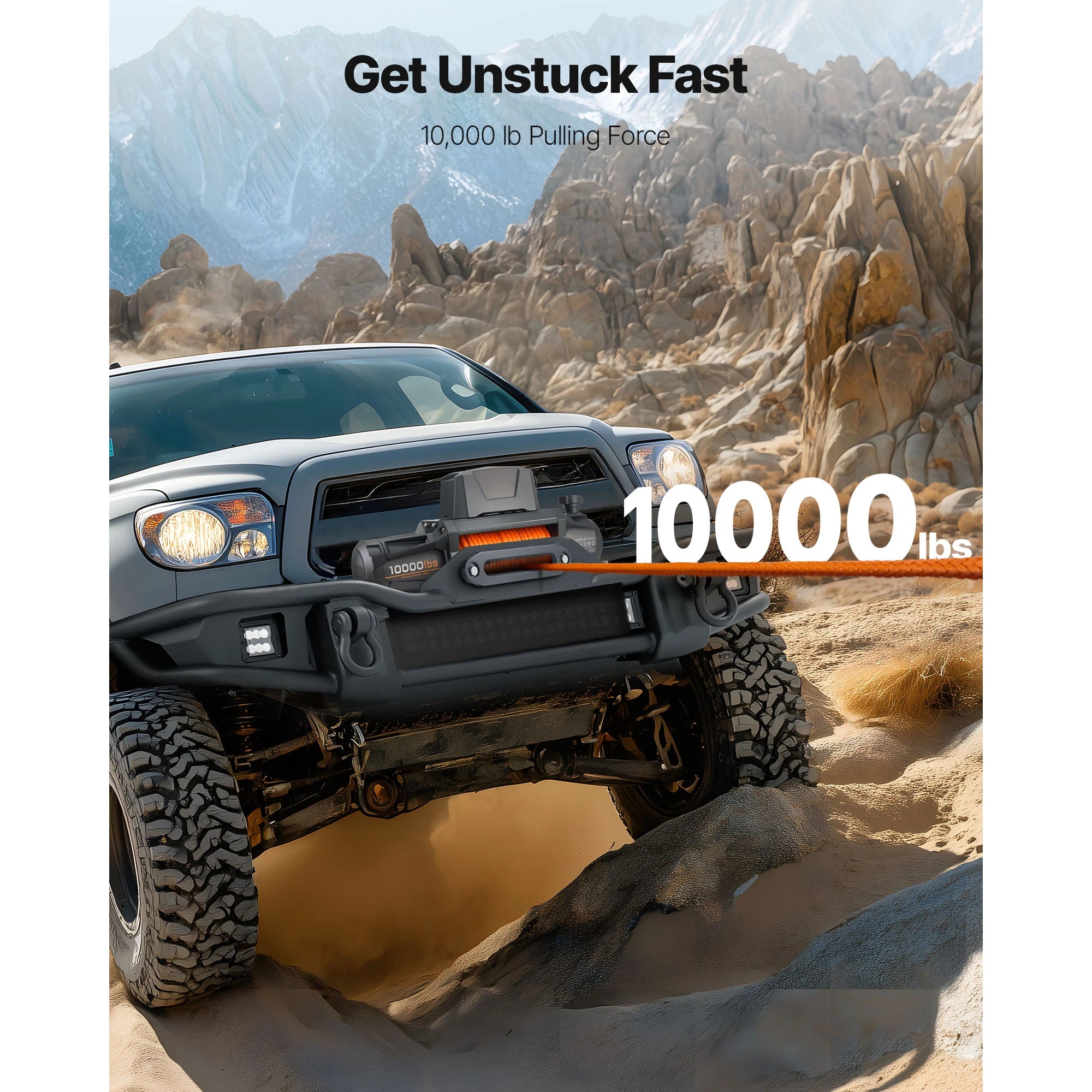 10000/13500 lbs Electric Winch with 90 ft Synthetic Rope