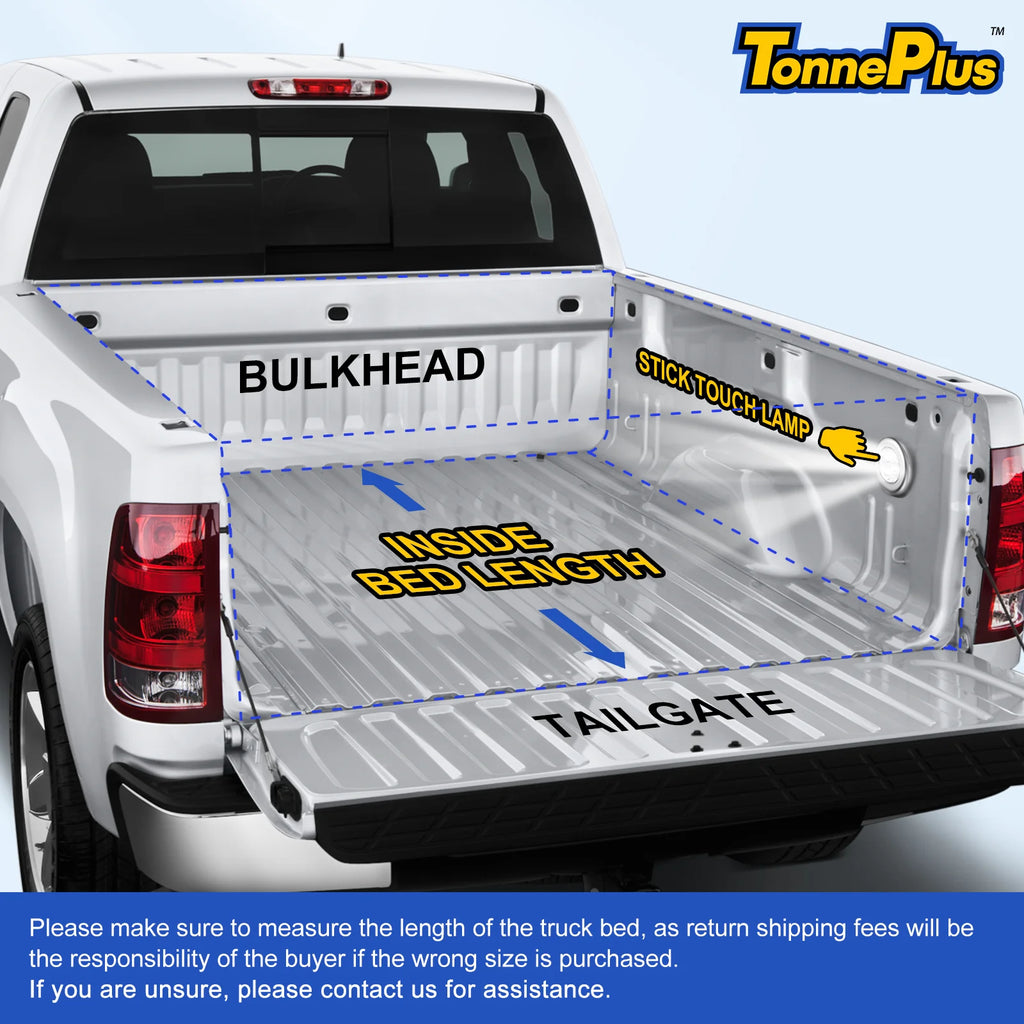 TonnePlus Soft Tri-Fold Tonneau Cover Truck Bed Covers for 2020-2024 Gladiator JT 5FT Bed w/ Lamp Lightning | 5' (60.3") Bed