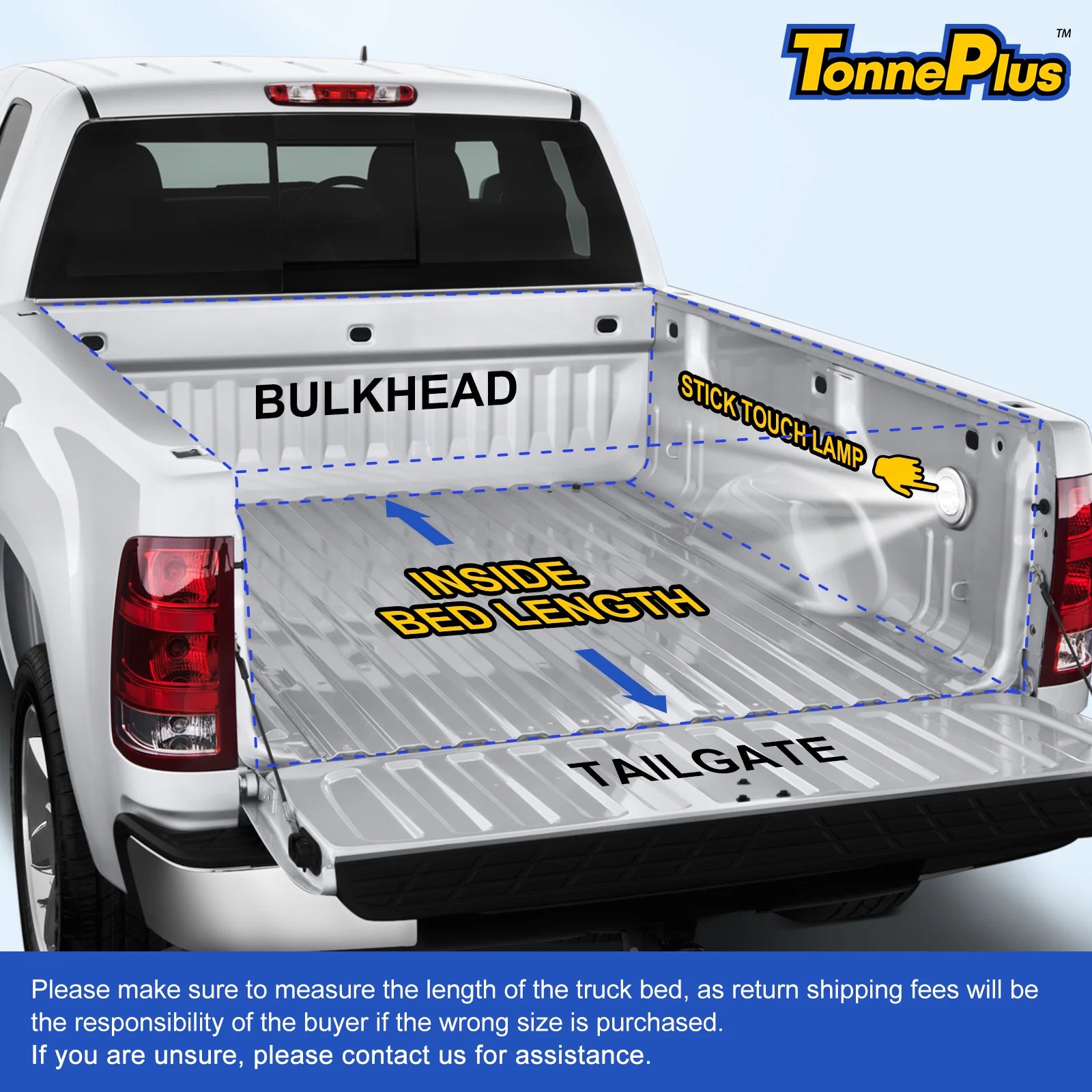 TonnePlus Soft Tri-Fold Tonneau Cover Truck Bed Covers for 2020-2024 Gladiator JT 5FT Bed w/ Lamp Lightning | 5' (60.3") Bed