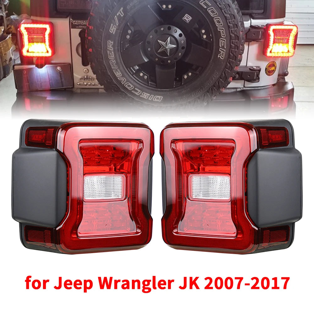 for Jeep Wrangler JK 2007-2018 LED Tail Light Taillight Assembly Rear Lamps Brake Reverse Light Daytime Running Lights