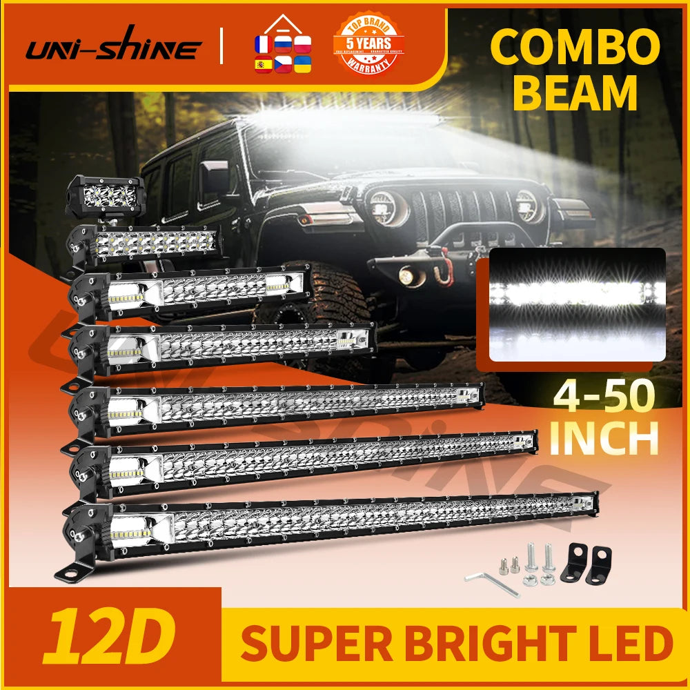 UNI-SHINE Led Bar Light Dual Led Work Light 7"14" 20" 26" 32" 38" 44"50" Combo Beam for SUV ATV Pick up Truck Car 4x4 Offroad LE