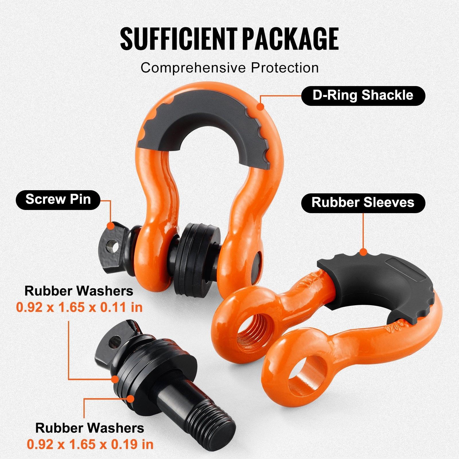 3/4" D-Ring Shackle (Orange).....