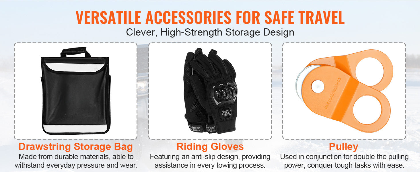 SucceBuy Off-Road Winch Recovery Kit with 30000Lbs Tow Straps & D-Ring Shackles Snatch Block Storage Bag for ATV Jeep Truck