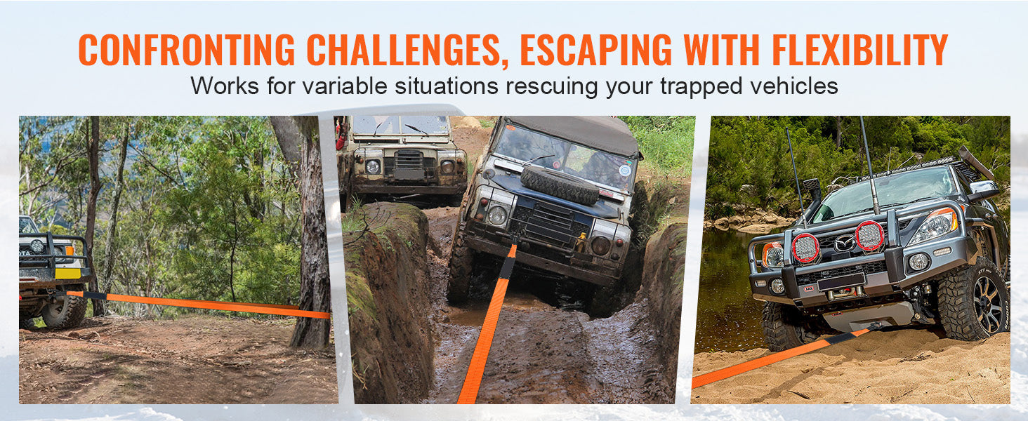 SucceBuy Off-Road Winch Recovery Kit with 30000Lbs Tow Straps & D-Ring Shackles Snatch Block Storage Bag for ATV Jeep Truck